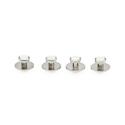 Rhodium and Mother Of Pearl Small Rnd Shirt Stud