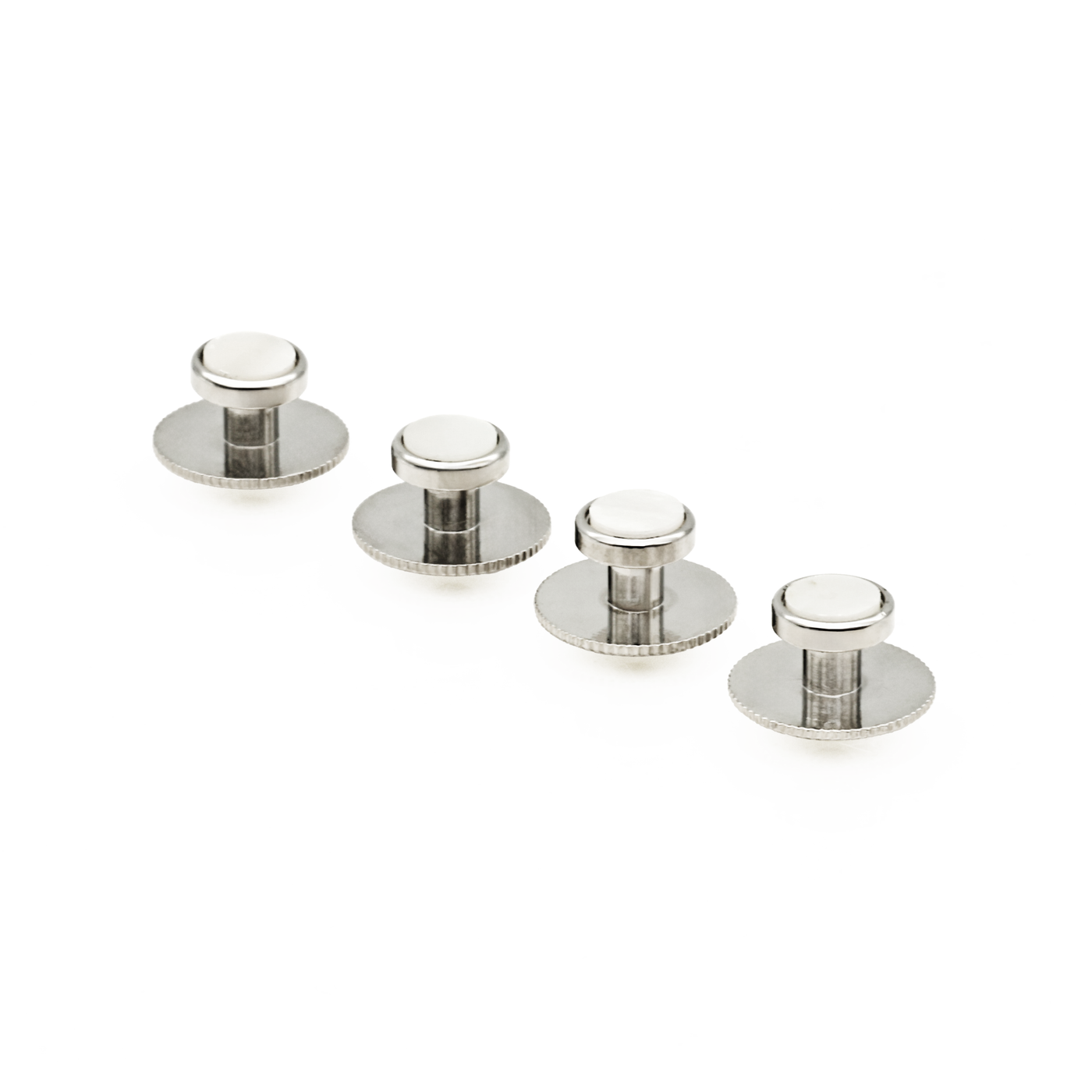 Rhodium and Mother Of Pearl Small Rnd Shirt Stud