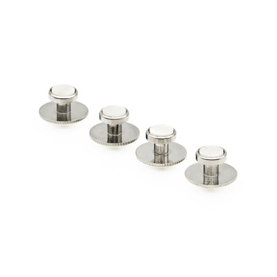 Rhodium and Mother Of Pearl Small Rnd Shirt Stud