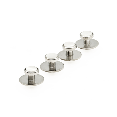Rhodium and Mother Of Pearl Small Rnd Shirt Stud