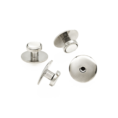 Rhodium and Mother Of Pearl Small Rnd Shirt Stud