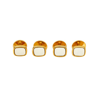 Gold White Cushion Screw Shirt Stud (set of 4)