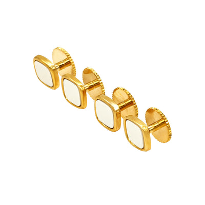 Gold White Cushion Screw Shirt Stud (set of 4)