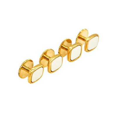 Gold White Cushion Screw Shirt Stud (set of 4)