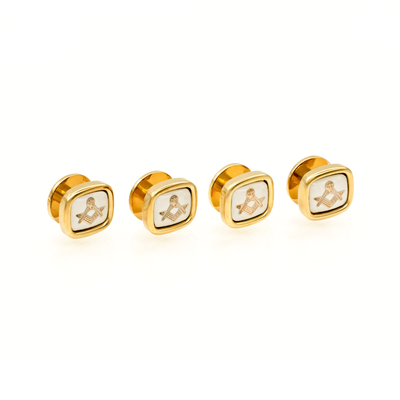 Gold White Masonic Shirt Studs (set of 4)