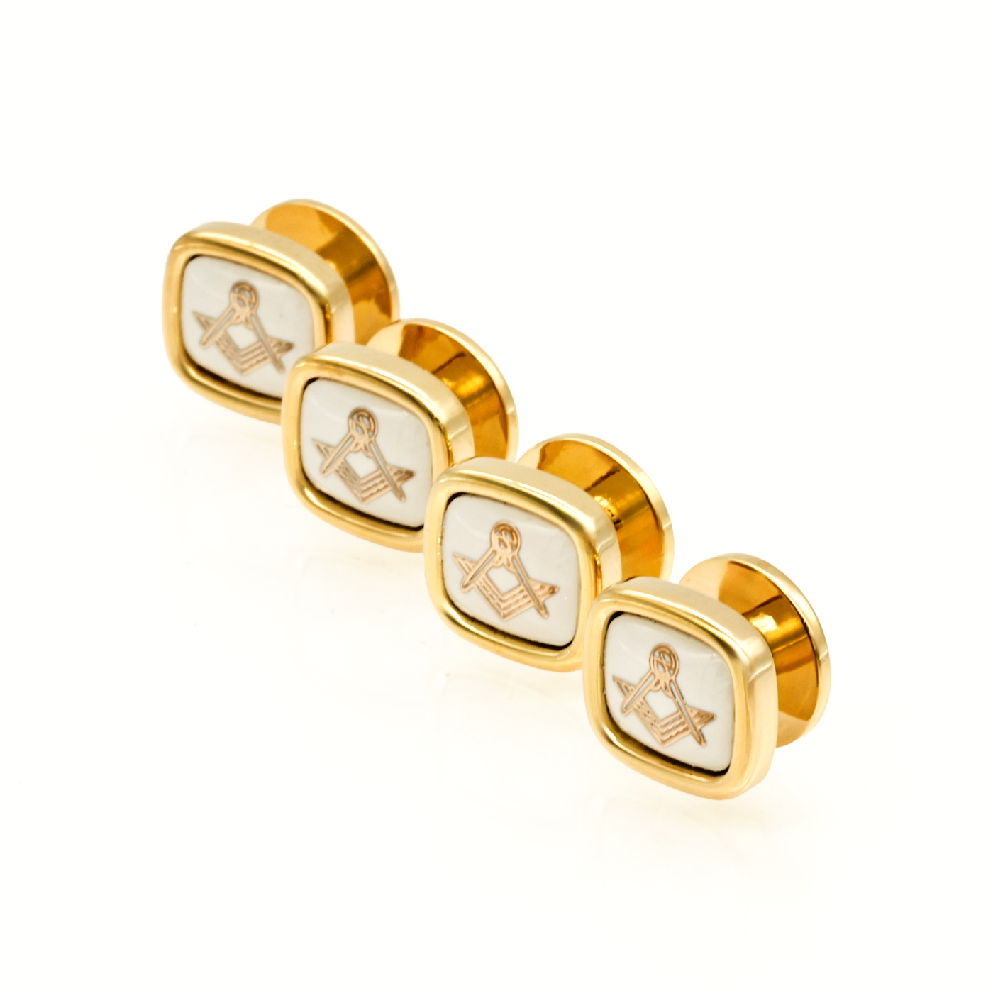 Gold White Masonic Shirt Studs (set of 4)