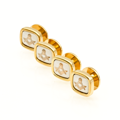 Gold White Masonic Shirt Studs (set of 4)