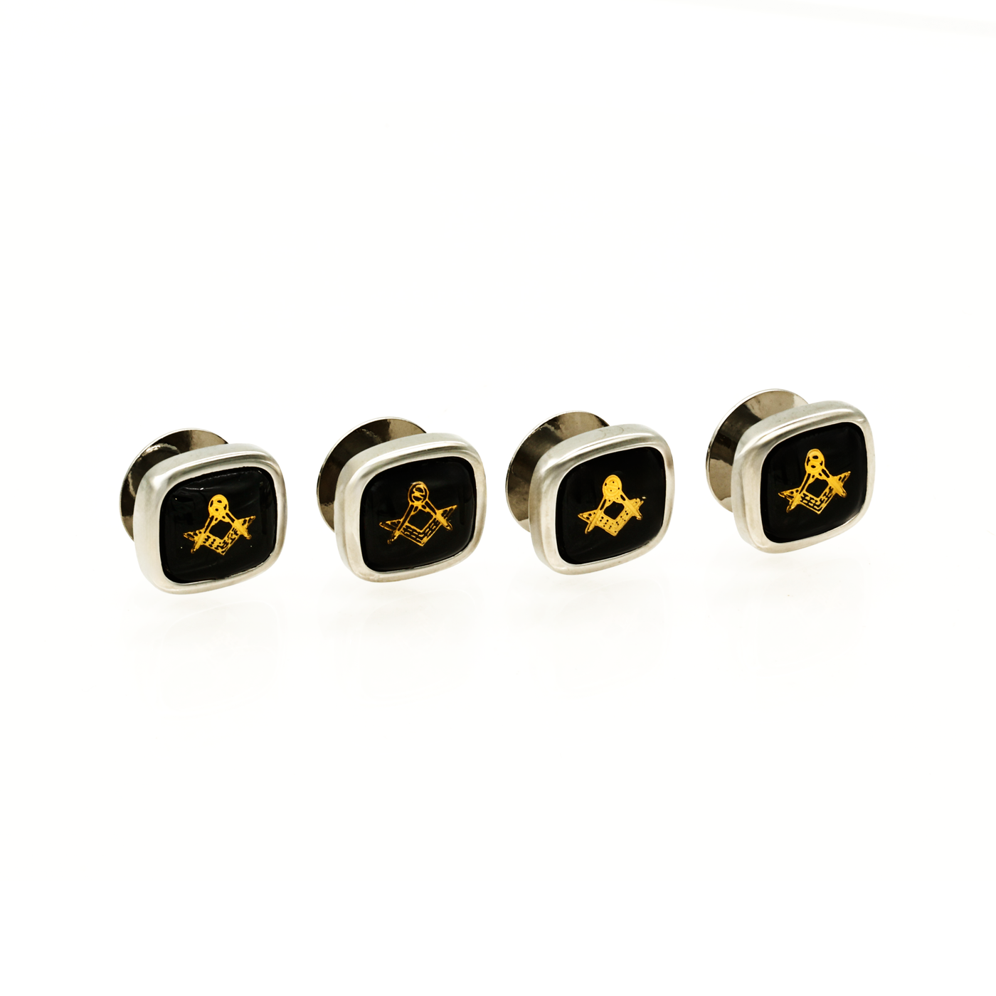 Rhodium and Black Masonic Shirt Stud