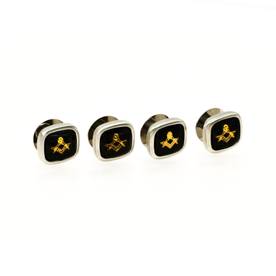 Rhodium and Black Masonic Shirt Stud
