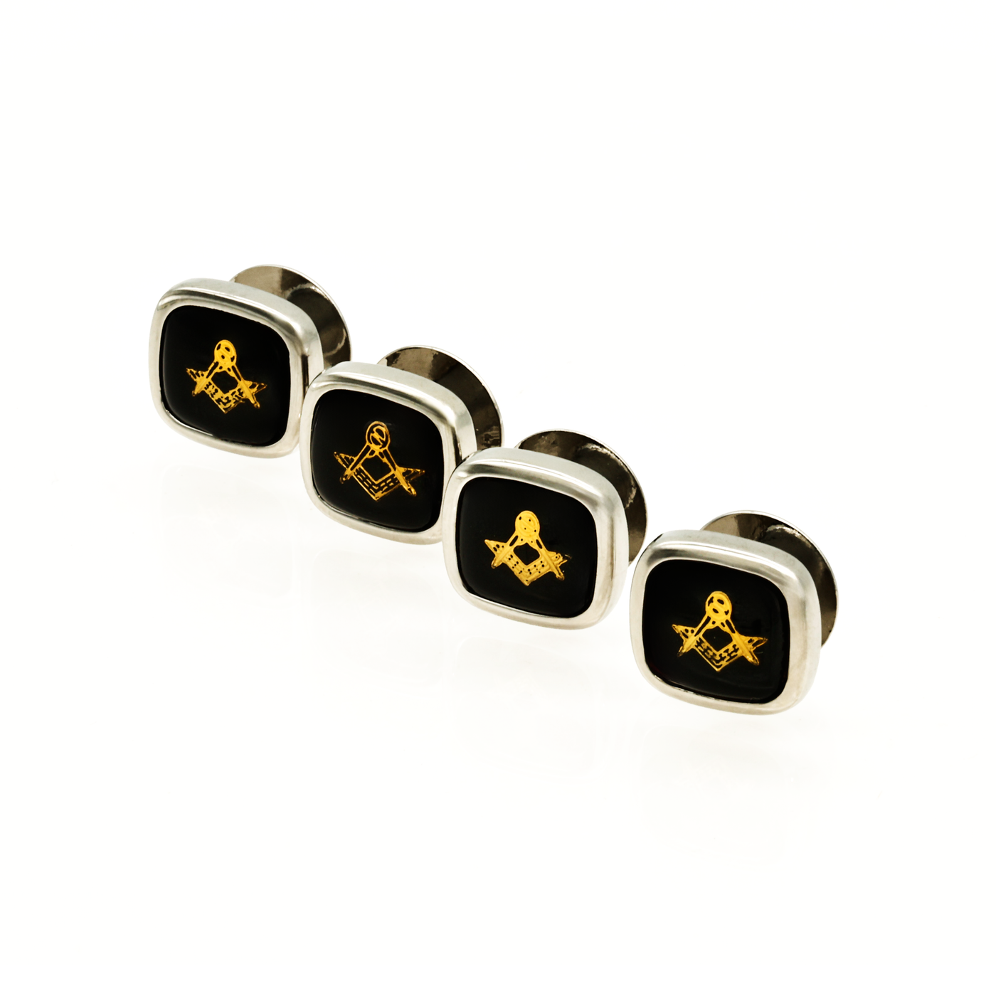 Rhodium and Black Masonic Shirt Stud