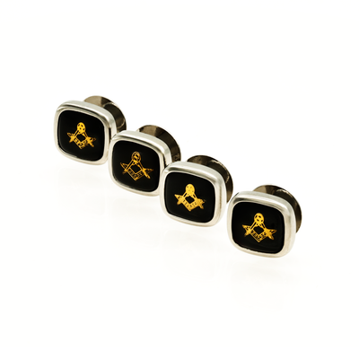 Rhodium and Black Masonic Shirt Stud