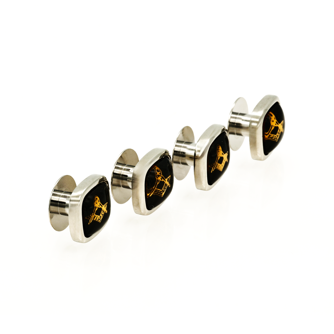 Rhodium and Black Masonic Shirt Stud