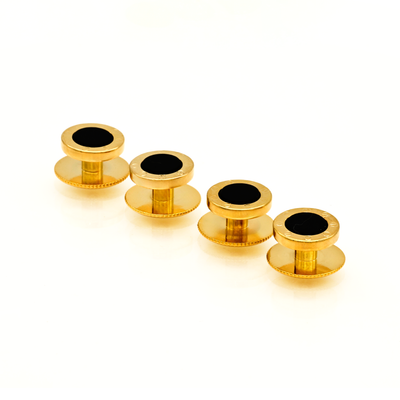 Gold Onyx Rnd Screw Shirt Stud