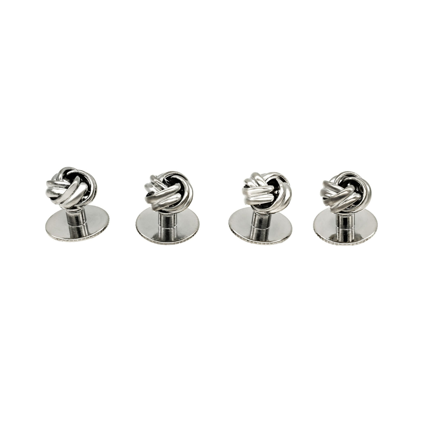 Rhodium Knot Screw Shirt Stud (set of 4)