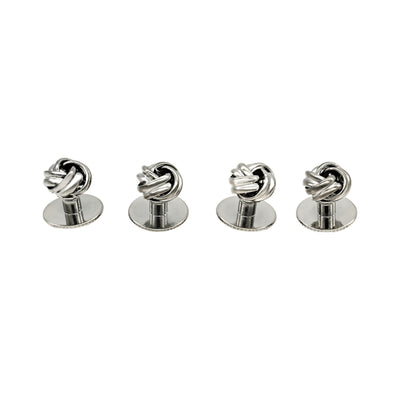 Rhodium Knot Screw Shirt Stud (set of 4)