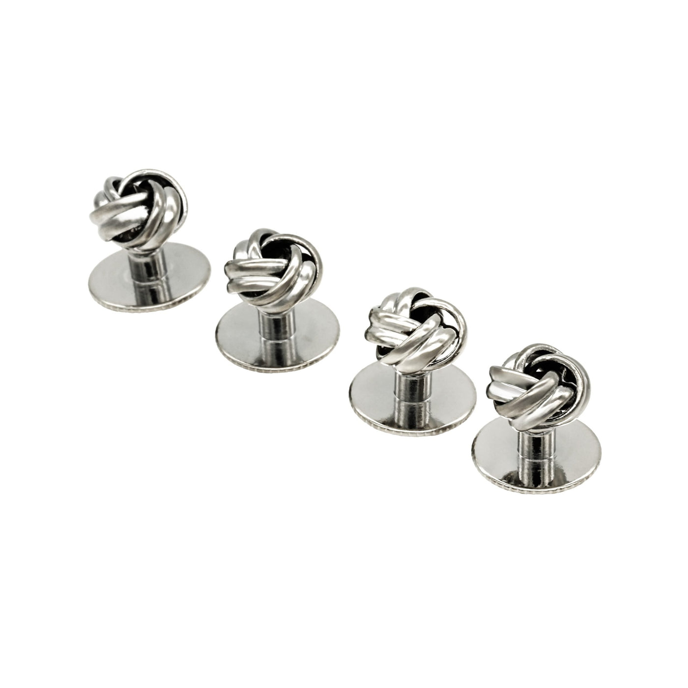 Rhodium Knot Screw Shirt Stud (set of 4)