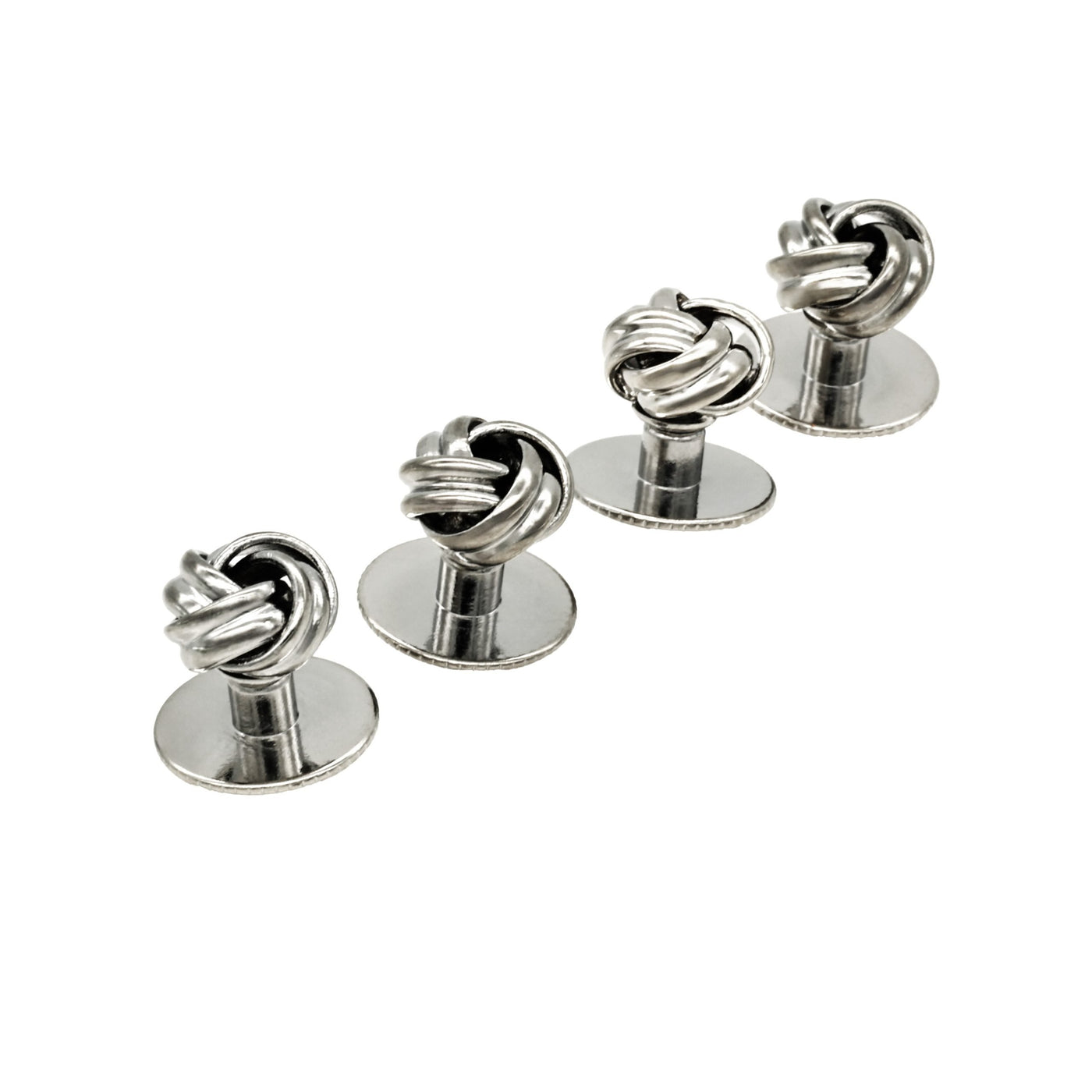 Rhodium Knot Screw Shirt Stud (set of 4)