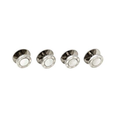 Rhodium and Mother Of Pearl Rnd Screw Shirt Stud (pack of 4)