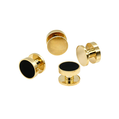 Dress Shirt Studs, Gold Plated with Black Insert, 9mm, (pack of4)