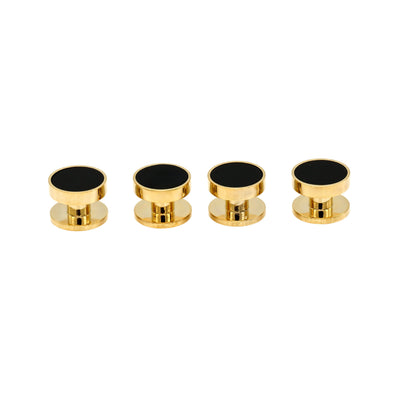 Dress Shirt Studs, Gold Plated with Black Insert, 9mm, (pack of4)