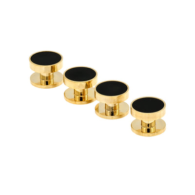 Dress Shirt Studs, Gold Plated with Black Insert, 9mm, (pack of4)