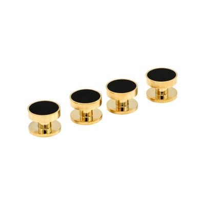 Dress Shirt Studs, Gold Plated with Black Insert, 9mm, (pack of4)