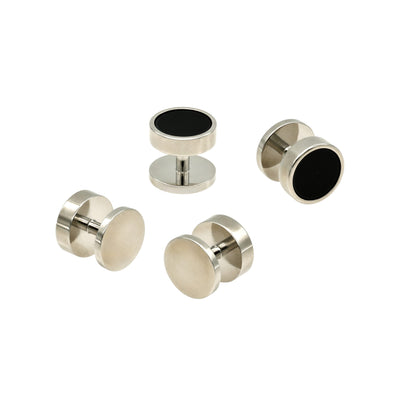 Rhodium Black Round Shirt Studs (pack of 4)