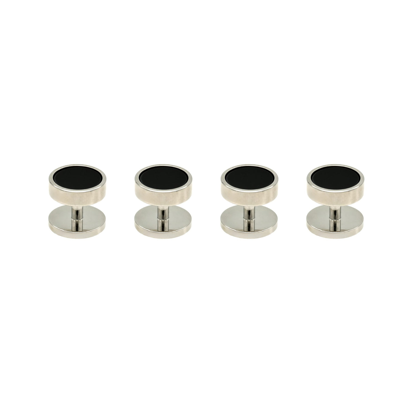 Rhodium Black Round Shirt Studs (pack of 4)