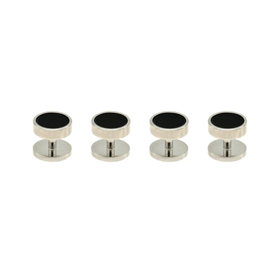 Rhodium Black Round Shirt Studs (pack of 4)