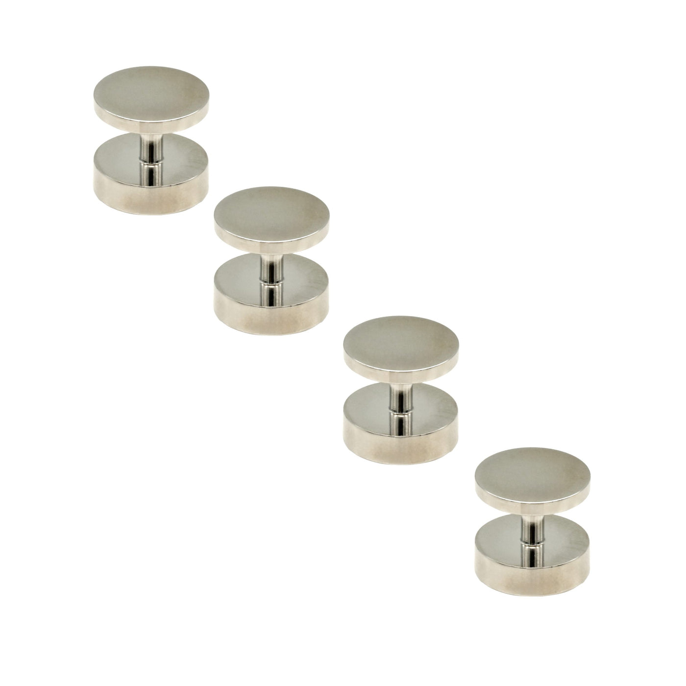 Rhodium Black Round Shirt Studs (pack of 4)
