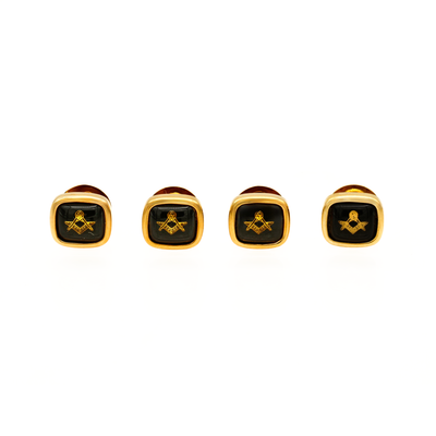 Dress Shirt Studs, Masonic Symbol, no G, Gold / Black (set 4)