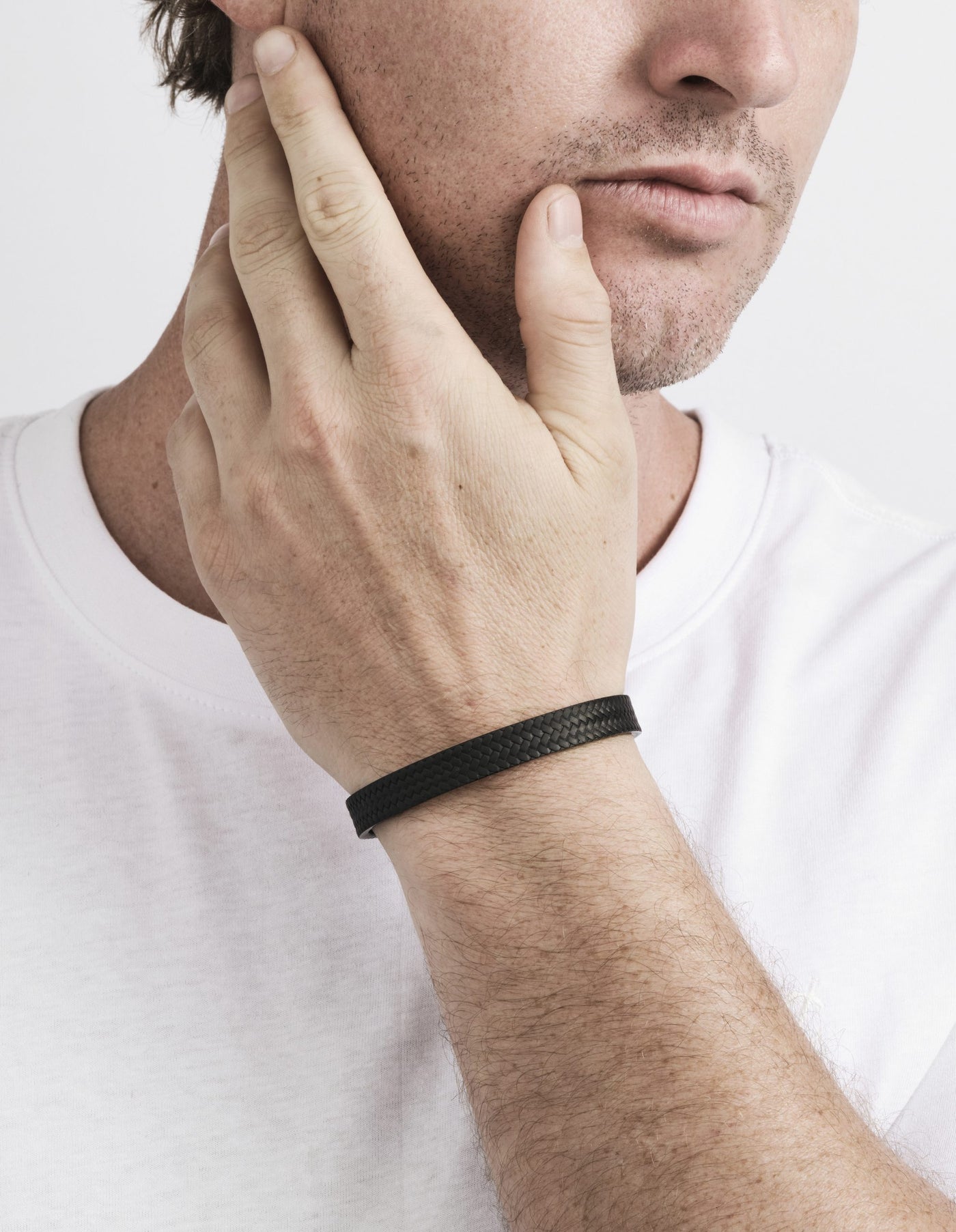 Stainless Steel IP Black Tyre Pattern Cuff