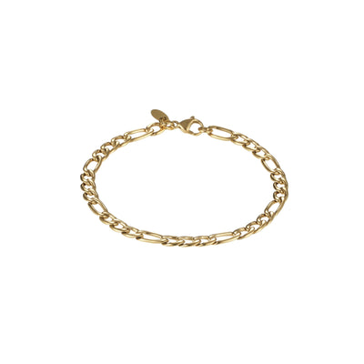 Ion Plated 14k Gold Figaro Stainless Steel Chain Bracelet