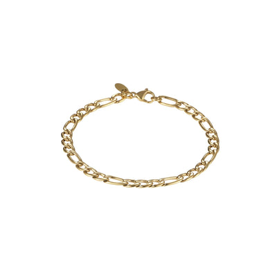 Ion Plated 14k Gold Figaro Stainless Steel Chain Bracelet