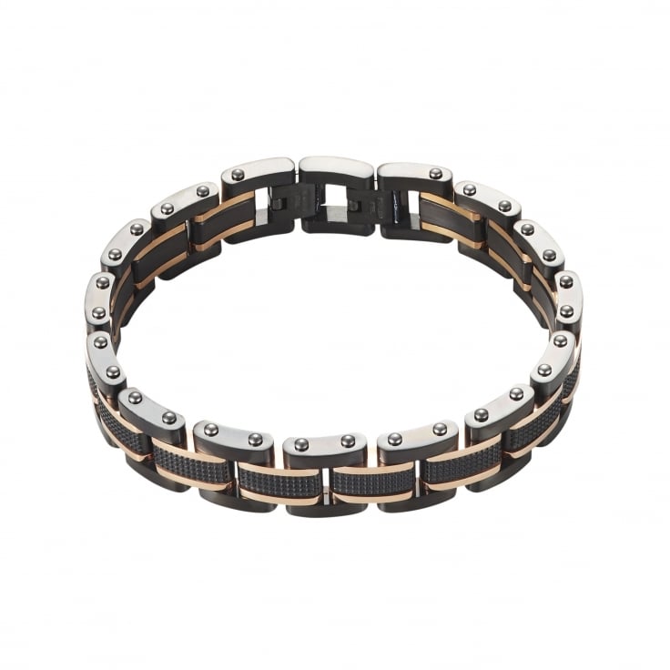 Ion Plated Black & Rose Gold Stainless Steel Bracelet