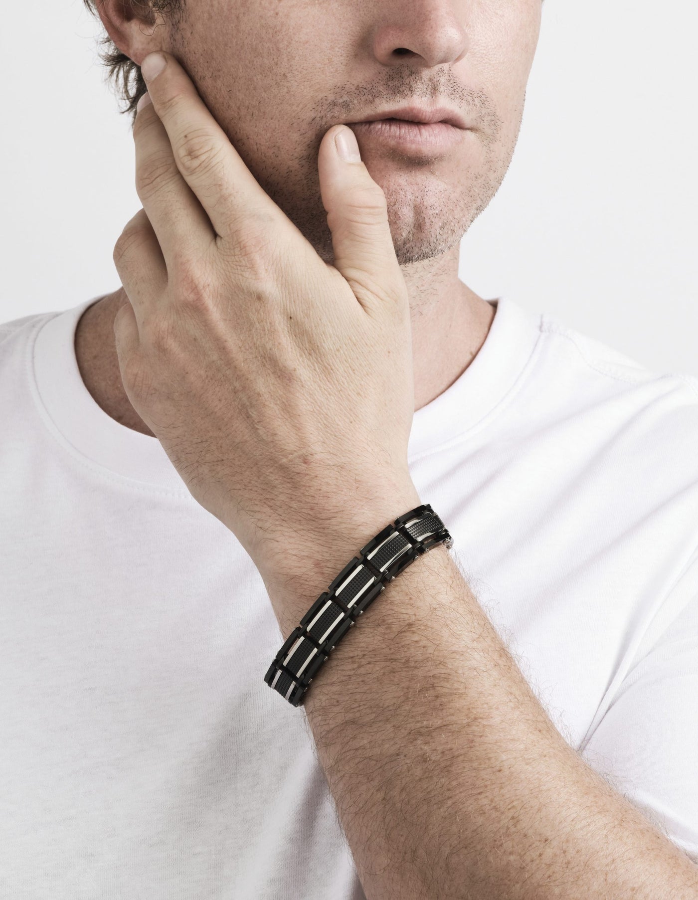 Stainless Steel & Ion Plated Black Link Bracelet