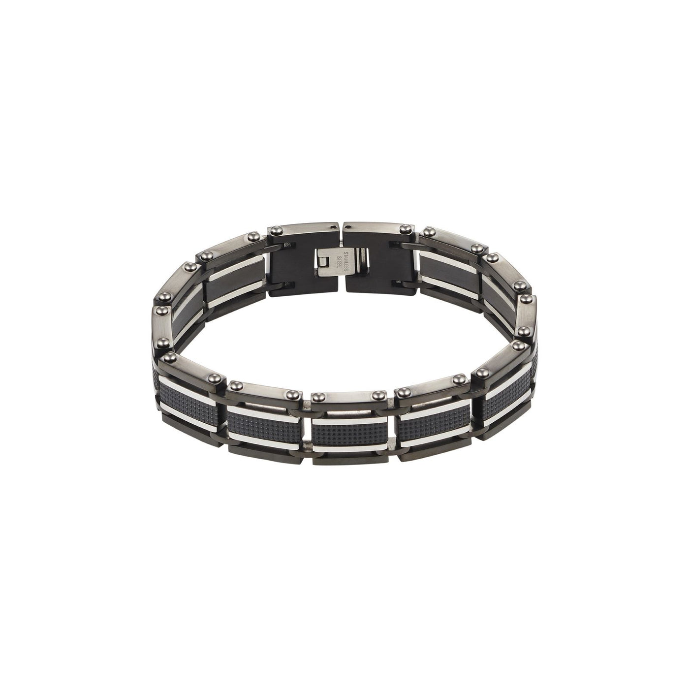 Stainless Steel & Ion Plated Black Link Bracelet