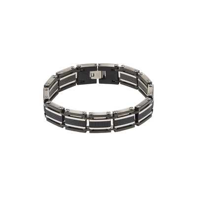 Stainless Steel & Ion Plated Black Link Bracelet
