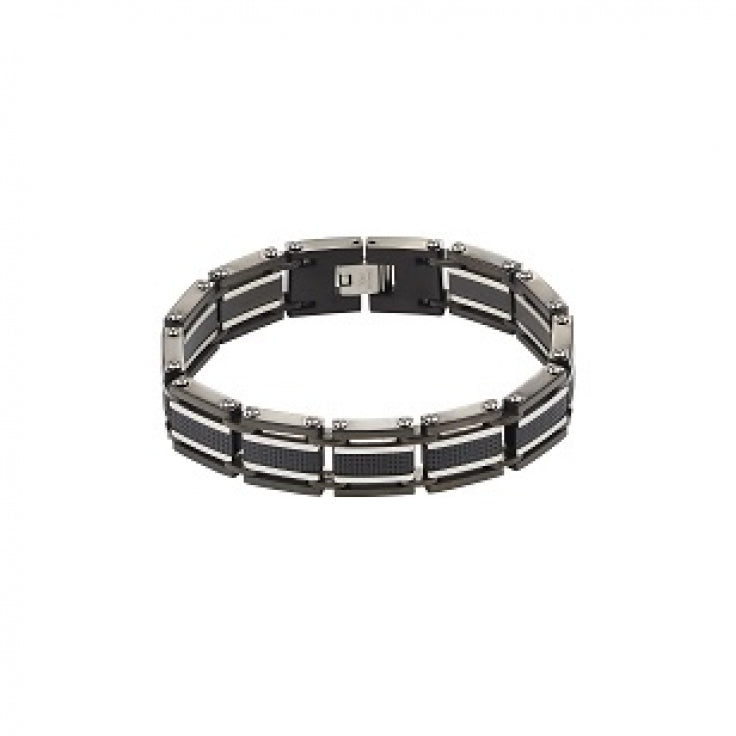 Stainless Steel & Ion Plated Black Link Bracelet