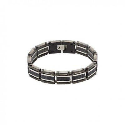 Stainless Steel & Ion Plated Black Link Bracelet