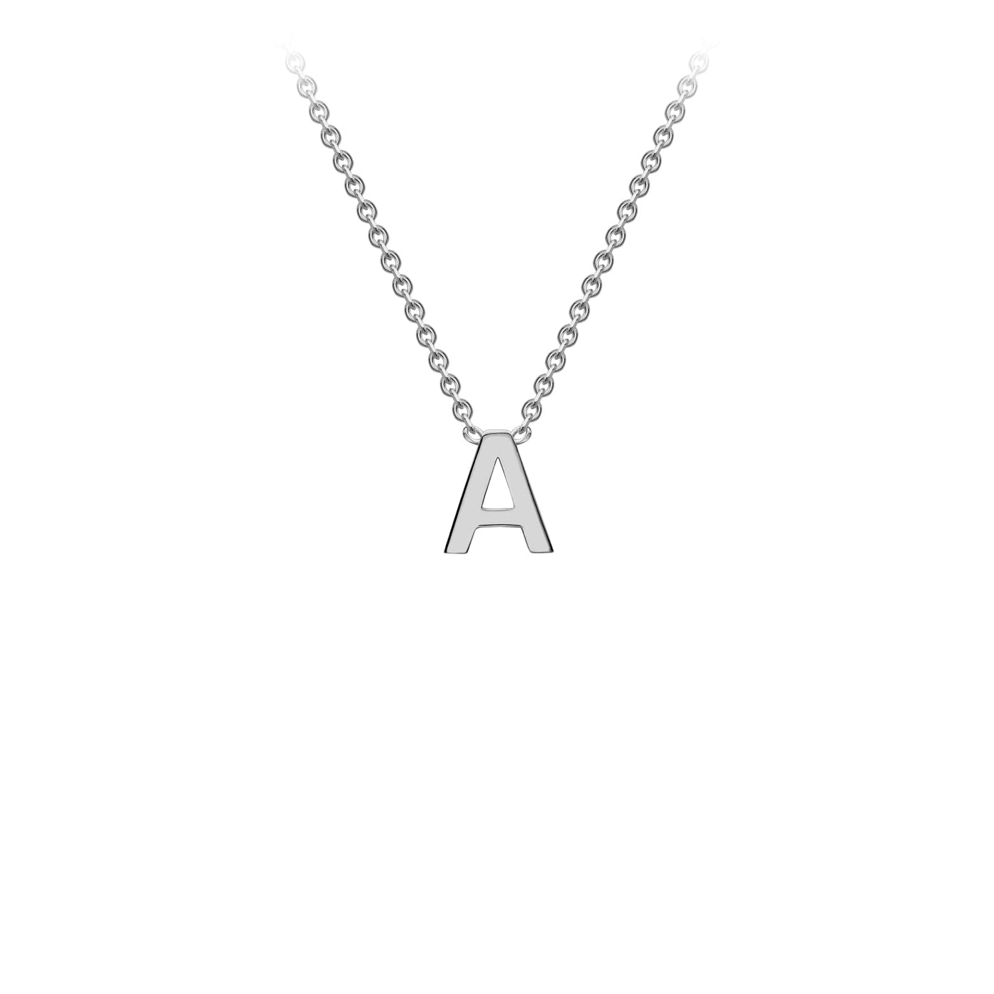 9ct White Gold 'A' Initial Adjustable Letter Necklace 38/43cm