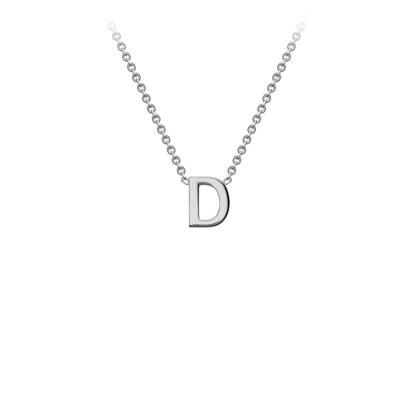 9ct White Gold 'D' Initial Adjustable Letter Necklace 38/43cm