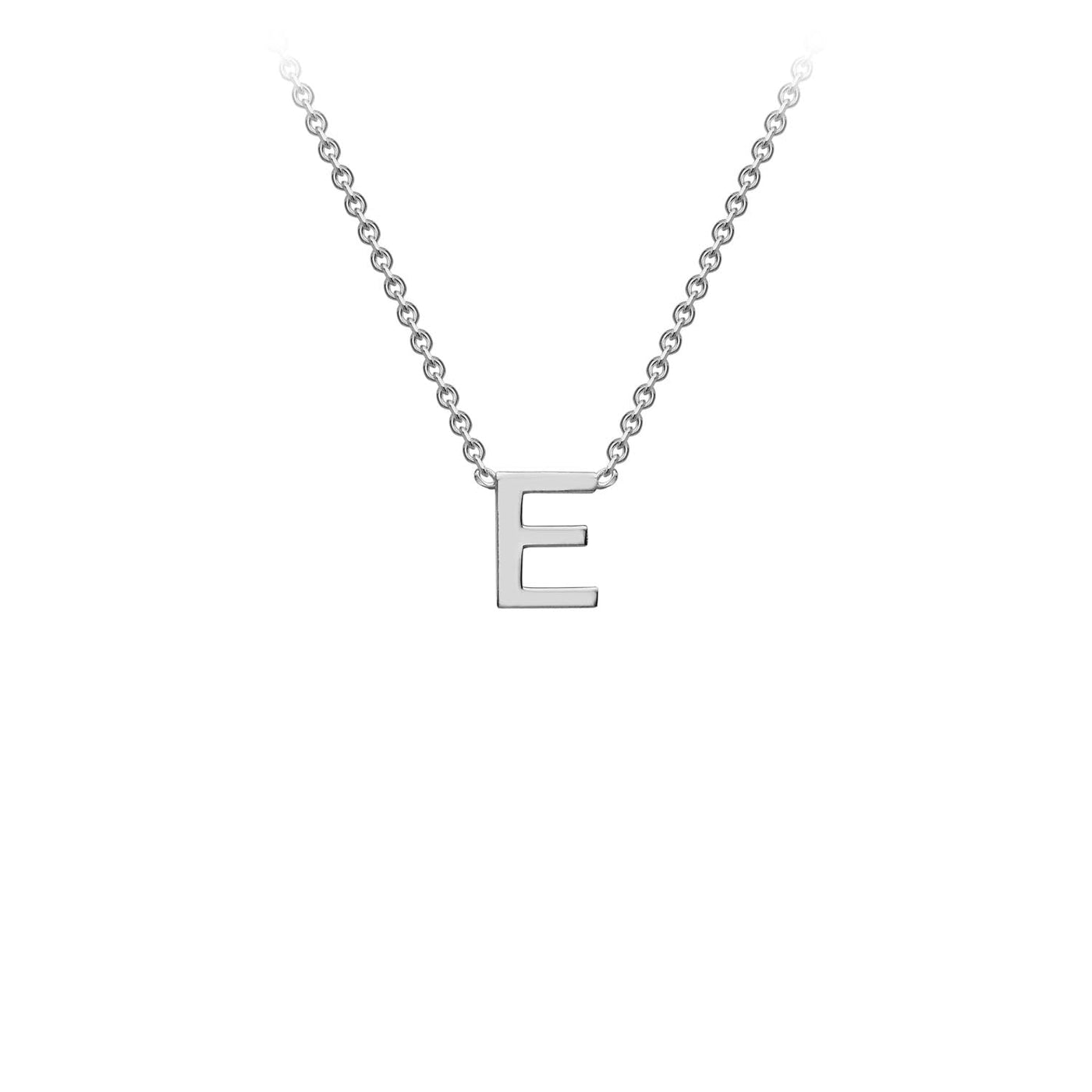 9ct White Gold 'E' Initial Adjustable Letter Necklace 38/43cm