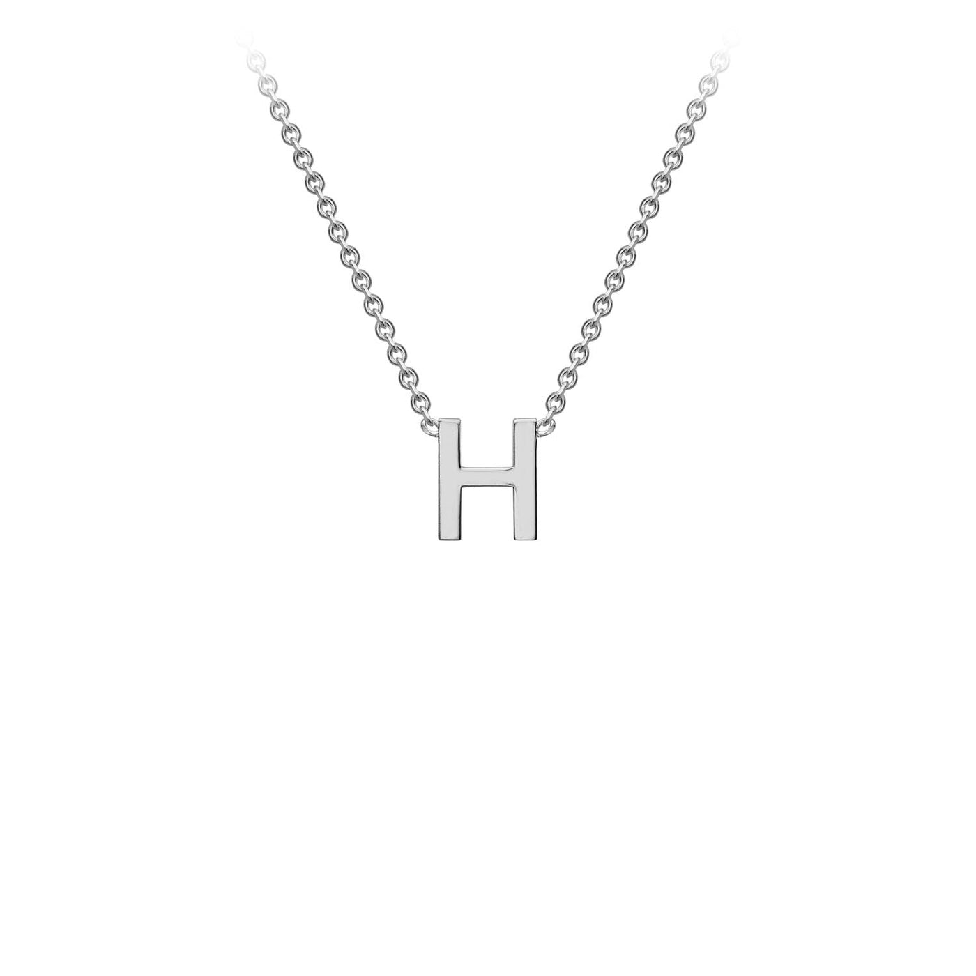 9ct White Gold 'H' Initial Adjustable Letter Necklace 38/43cm