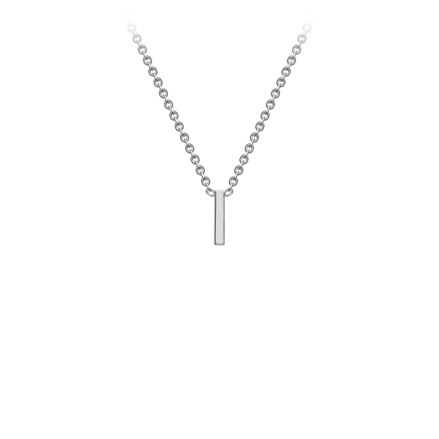 9ct White Gold 'I' Initial Adjustable Letter Necklace 38/43cm
