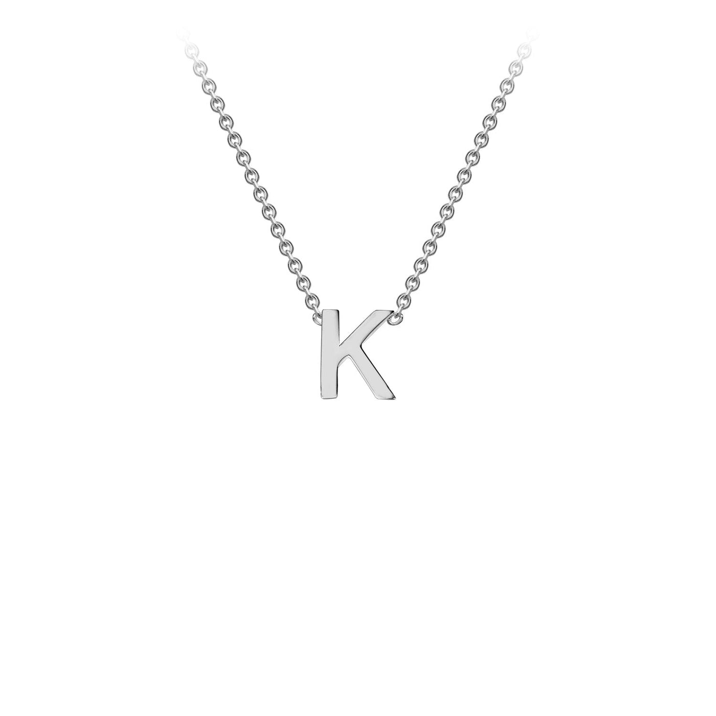 9ct White Gold 'K' Initial Adjustable Letter Necklace 38/43cm