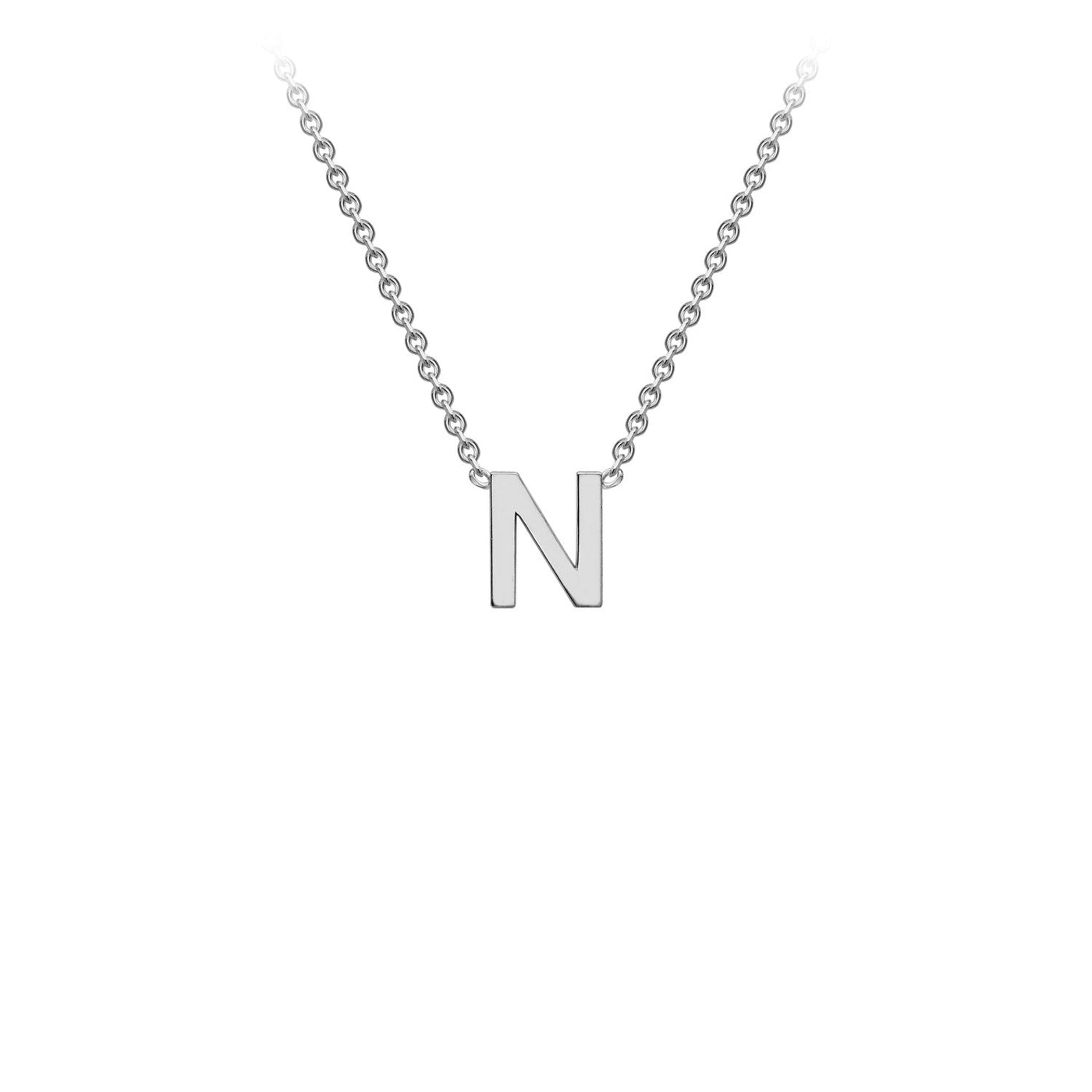 9ct White Gold 'N' Initial Adjustable Letter Necklace 38/43cm