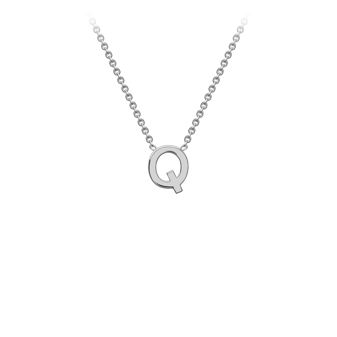 9ct White Gold 'Q' Initial Adjustable Letter Necklace 38/43cm