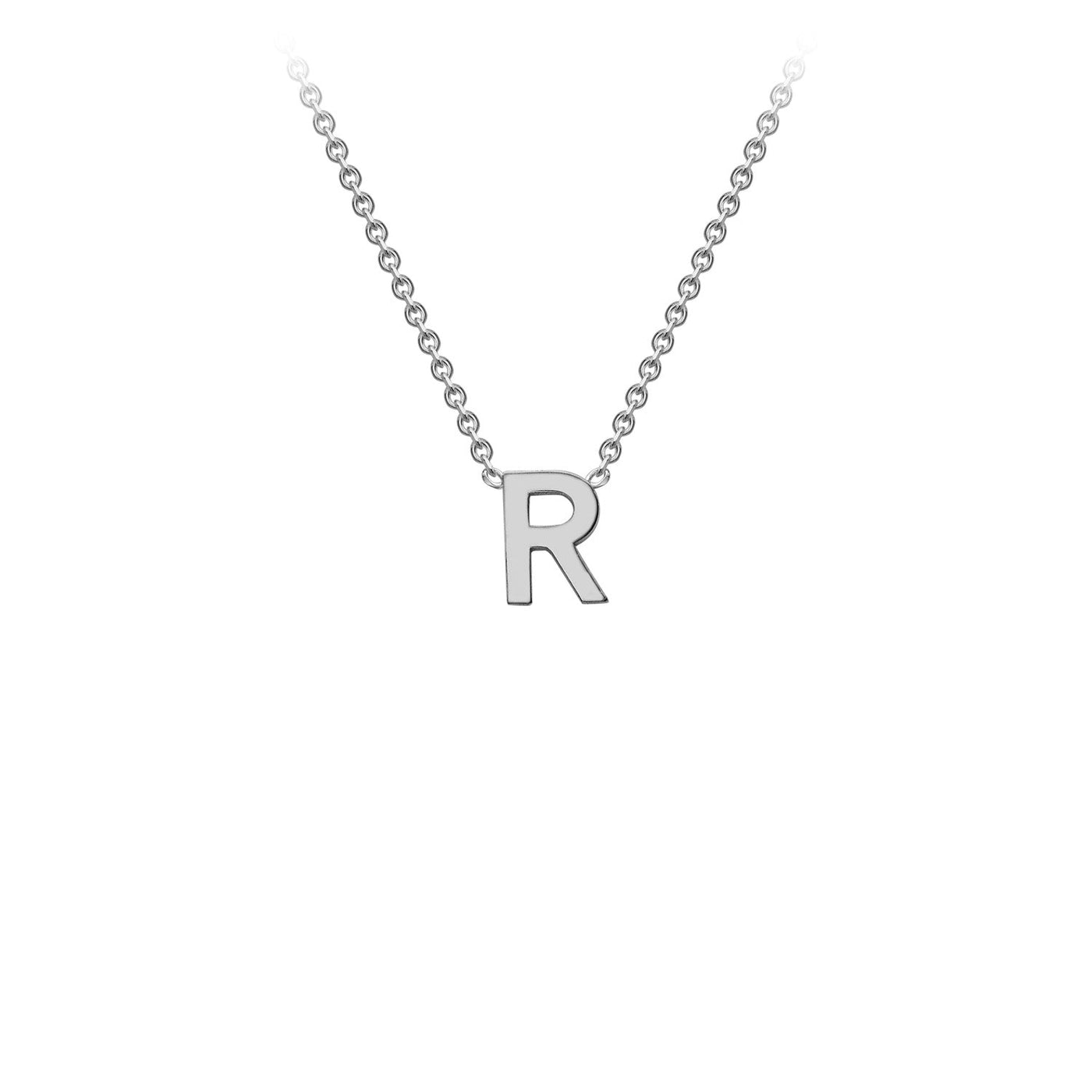 9ct White Gold 'R' Initial Adjustable Letter Necklace 38/43cm