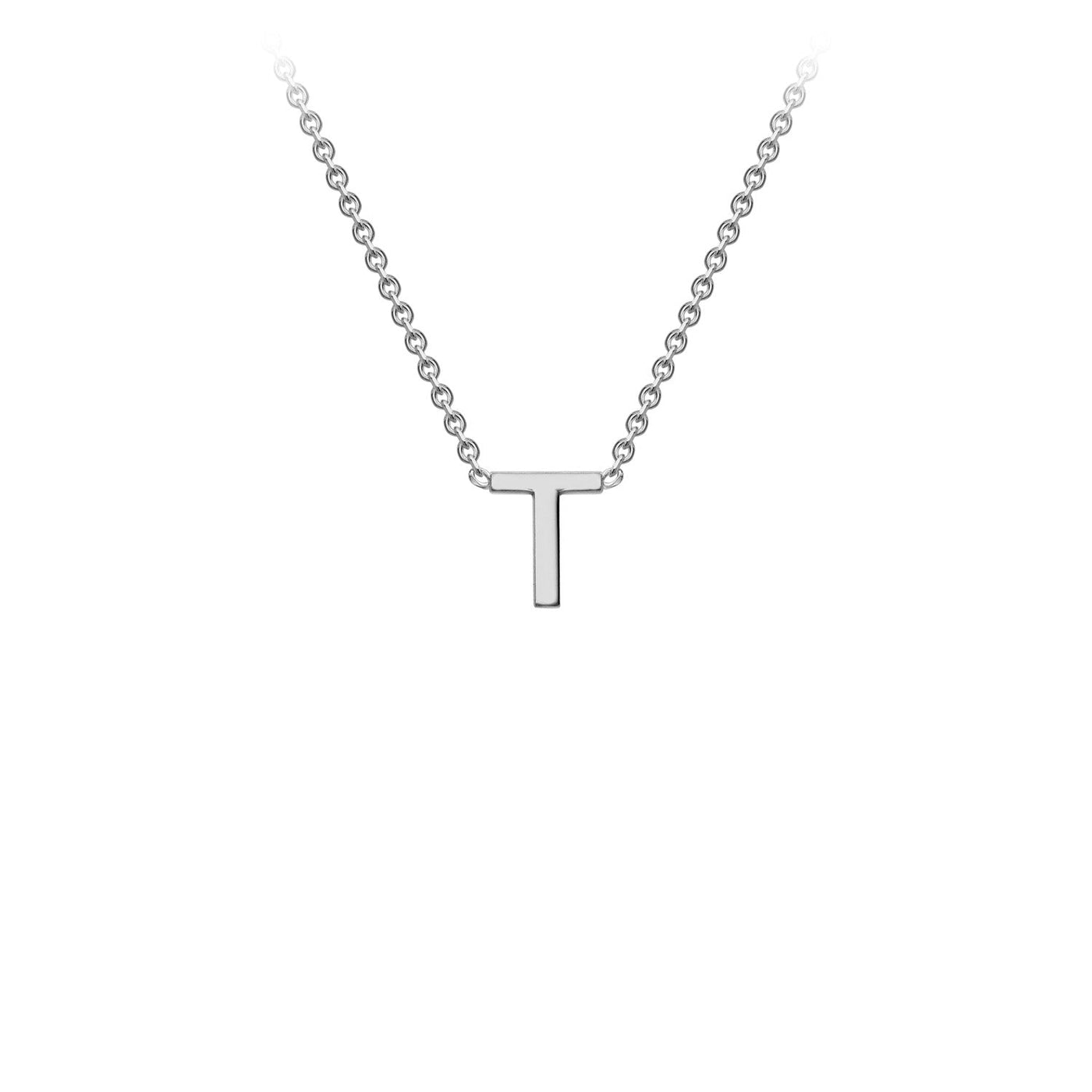 9ct White Gold 'T' Initial Adjustable Letter Necklace 38/43cm